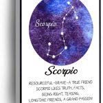 Scorpio Canvas Wall Art Zodiac Poster Scorpio Constellation Print Astronomy Art Birthday Gift Posters Stretched and Framed Ready to Hang for living room,bedroom,classroom etc (12" X 18") - Scorpio Canvas for men