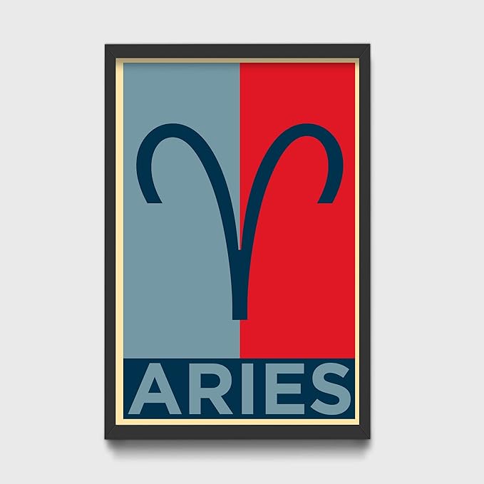 Black Framed Art (A4 Size) - Aries Star Sign Poster Photo Art Print - Original 'Hope' Design - Airies - Aries Poster for men