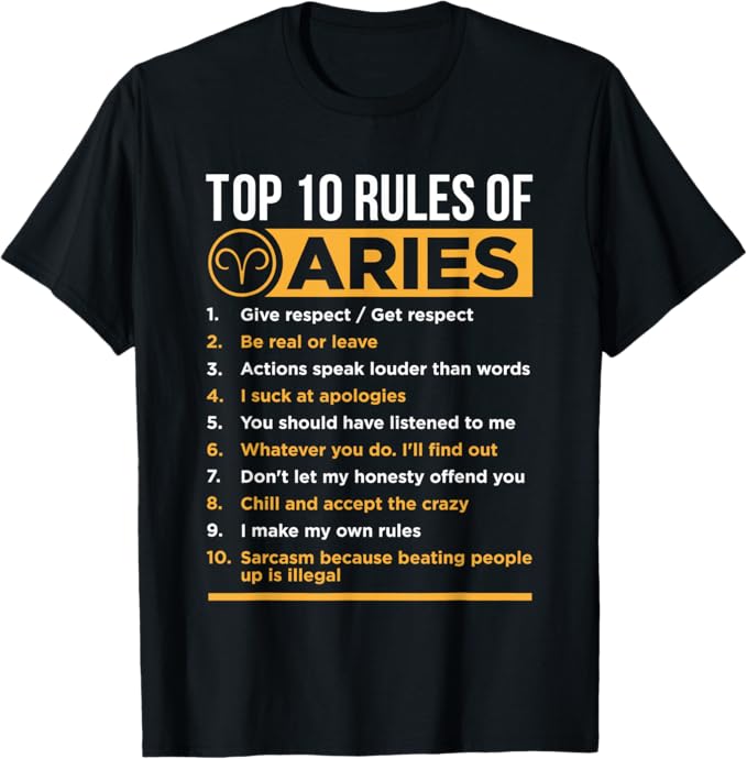 Aries Traits Facts Horoscope Zodiac Astrological Sign Gift T-Shirt - Aries T-Shirt for men