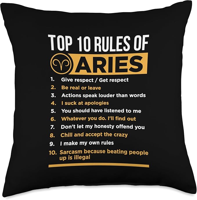 Aries Traits Facts Horoscope Zodiac Astrological Sign Gift Throw Pillow - Aries Pillow for men