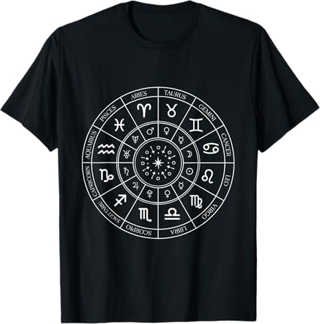 Zodiac Wheel Constellations Signs T-Shirt - Aries T-Shirt for men