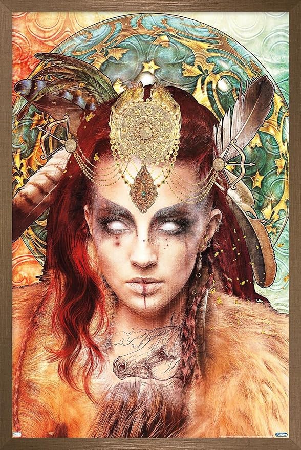 Trends International Jena DellaGrottaglia: Cosmic Zodiac - Sagittarius Wall Poster, 22.4L x 14.7W, Bronze Framed Version - Sagittarius Home Decor for men