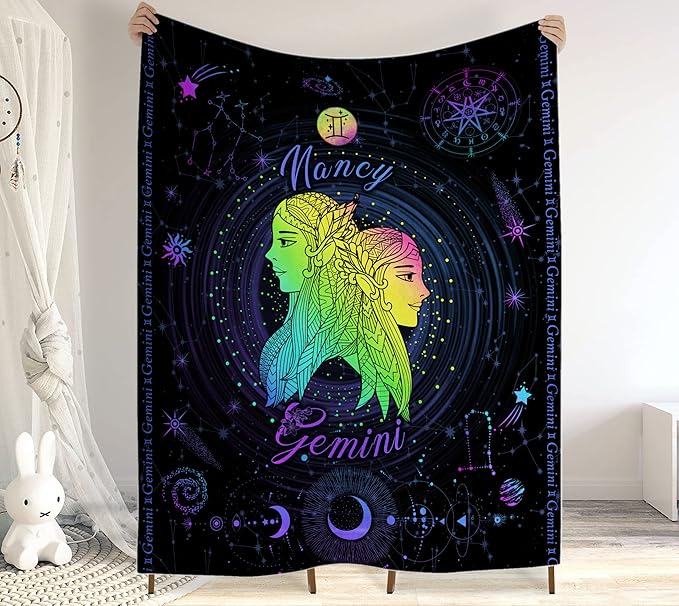 Gemini Blanket, Constellations Blanket, 12 Horoscope Astrology Blanket, Customized Name Blanket For Gemini, Personalized Zodiac Blanket, Gemini Blanket Gift for Family, Valentines Day Gifts 1 - Gemini Blanket for men