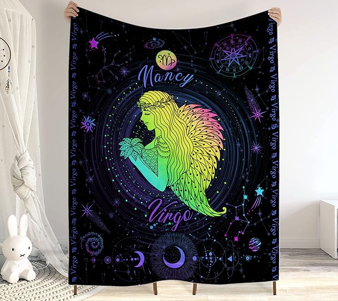 Virgo Blanket, Constellations Blanket, 12 Horoscope Astrology Blanket, Customized Name Blanket For Virgo, Personalized Zodiac Blanket, Virgo Blanket Gift for Family, Valentines Day Gifts 1 - Virgo Blanket for men