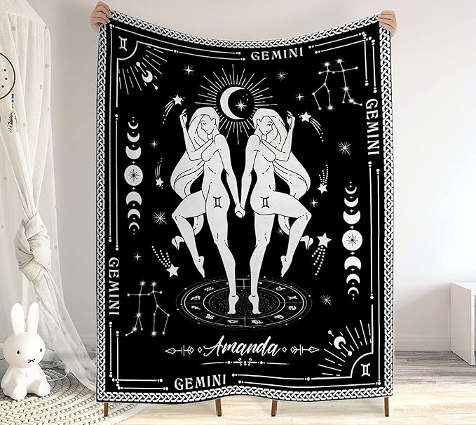 Gemini Blanket, Constellations Blanket, 12 Horoscope Astrology Blanket, Customized Name Blanket For Gemini, Personalized Zodiac Blanket, Gemini Blanket Gift Family, Valentines Day Gifts 2 - Gemini Blanket for men