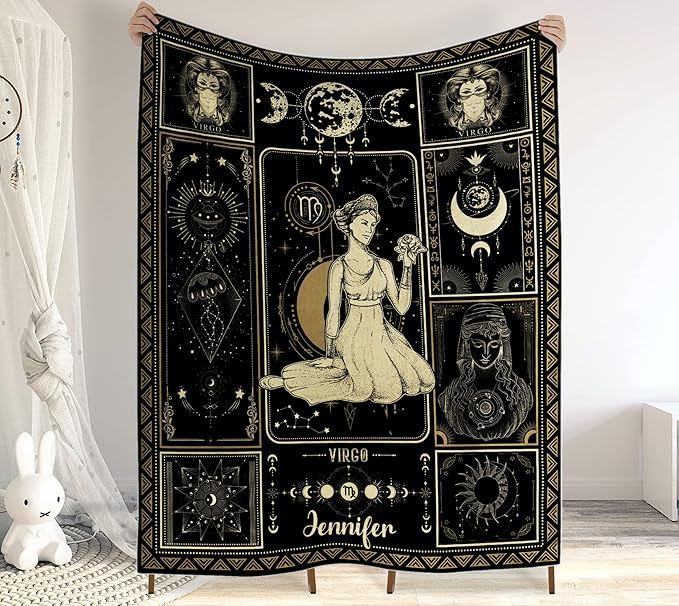 CHIARA CONTI11 Virgo Blanket, Constellations Blanket, 12 Horoscope Astrology Blanket, Customized Name Blanket for Virgo, Personalized Zodiac Blanket, Virgo Blanket Gift, Valentines Day Gifts 10 - Virgo Blanket for men