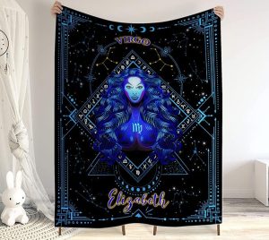 CHIARA CONTI11 Virgo Blanket, Constellations Blanket, 12 Horoscope Astrology Blanket, Customized Name Blanket for Virgo, Personalized Zodiac Blanket, Virgo Blanket Gift, Valentines Day Gifts 9 - Virgo Blanket for men