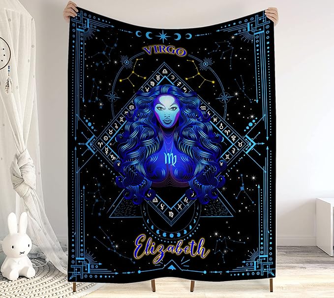 CHIARA CONTI11 Virgo Blanket, Constellations Blanket, 12 Horoscope Astrology Blanket, Customized Name Blanket for Virgo, Personalized Zodiac Blanket, Virgo Blanket Gift, Valentines Day Gifts 9 - Virgo Blanket for men