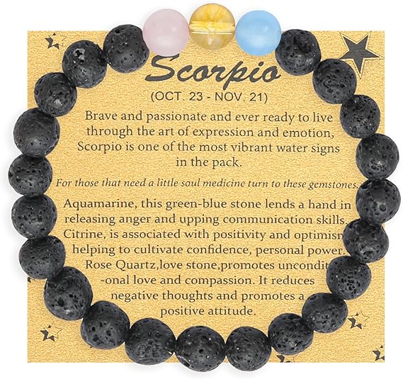 Spiritual Crystal Beads Zodiac Bracelet for Women Horoscope Jewelry Birthday Gift - Scorpio Accessories for men