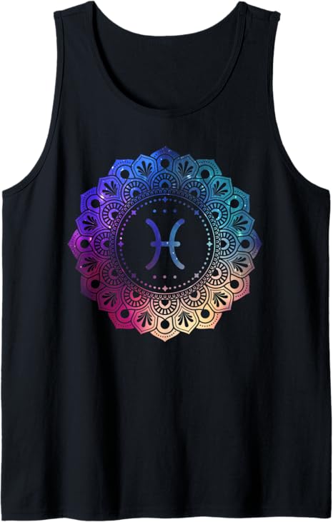 Pisces Zodiac Symbol Mandala - Pisces T-Shirt for men