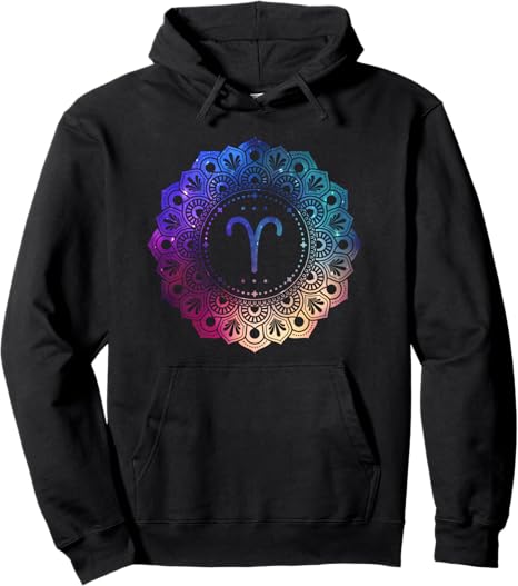 | Mandala Star Sign Aries Pullover Hoodie - Aries Hoodie for men