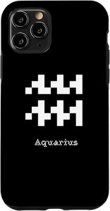 iPhone 11 Pro Aquarius Pixelated Astrology Symbols Zodiac Horoscope Sign Case - Aquarius Phone Case for men