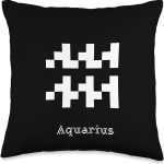 Aquarius Pixelated Astrology Symbols Zodiac Horoscope Sign Throw Pillow - Aquarius Pillow for men