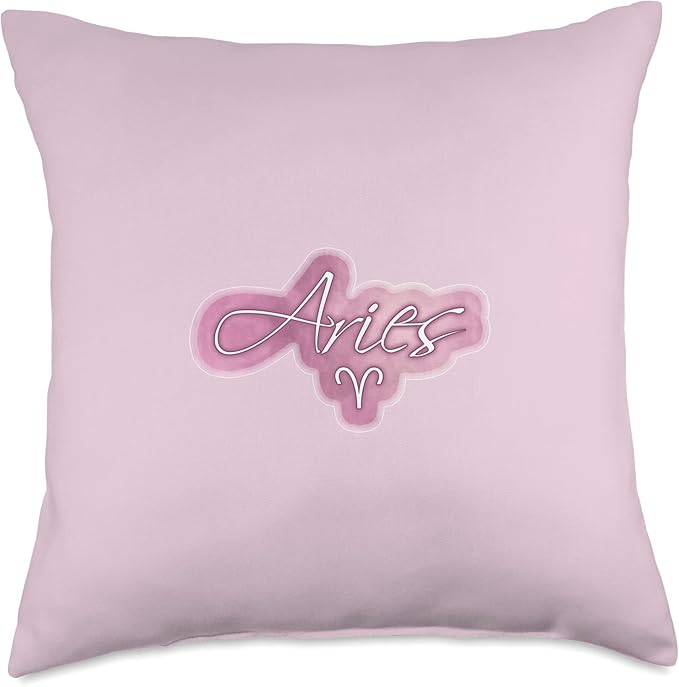 Aries Sign Symbol Typography Horoscope astrology Pink Zodiac Throw Pillow - Aries Pillow for men
