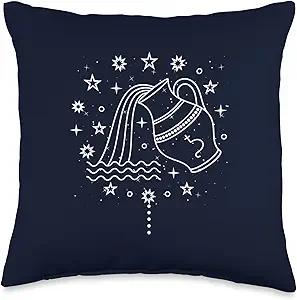 Aquarius Zodiac Sign Astrology Throw Pillow - Aquarius Pillow for men