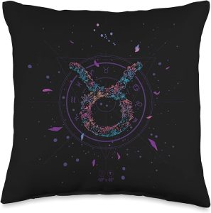Floral horoscope Zodiac sign Taurus Throw Pillow - Taurus Pillow for men