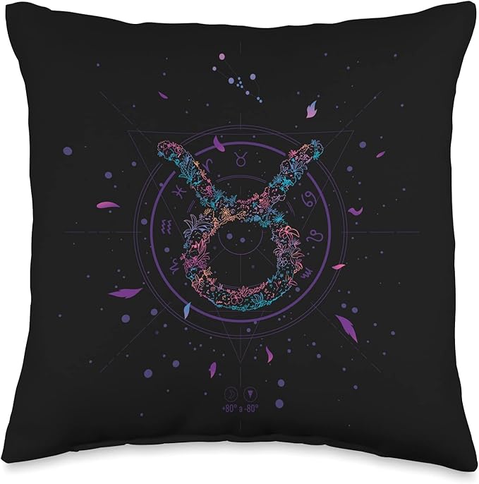 Floral horoscope Zodiac sign Taurus Throw Pillow - Taurus Pillow for men