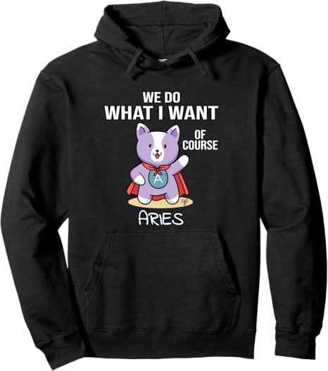 Astrology Saying Cute Cat Zodiac Sign Aries Pullover Hoodie - Aries Hoodie for men