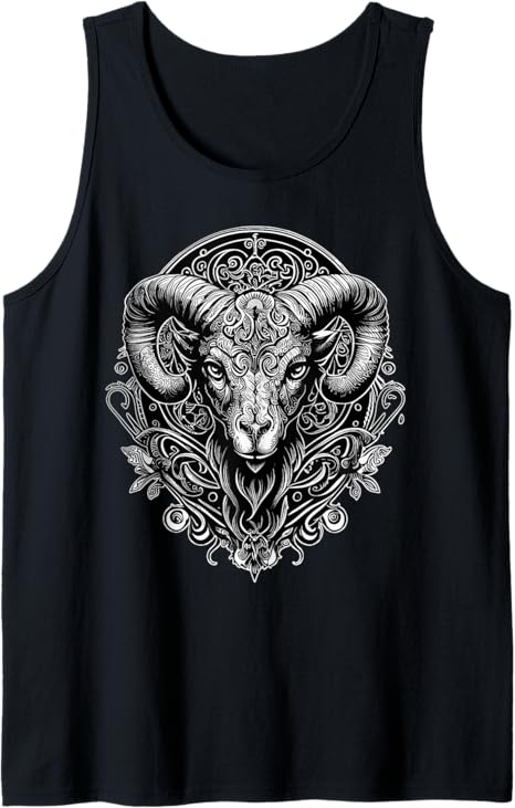 Aries Zodiac Sign Ornate Ram Astrology Horoscope Tank Top - Aries T-Shirt for men