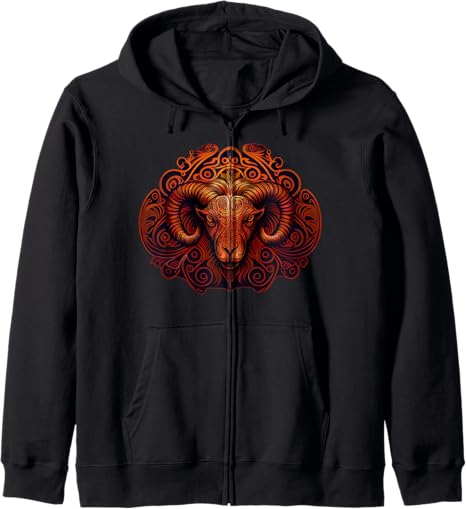 Ram Astrological Sign Aries Western Zodiac Symbol Zip Hoodie - Aries Hoodie for men