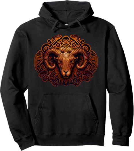 Zodiac Sign Aries Ram Astrology Symbol Pullover Hoodie - Aries Hoodie for men