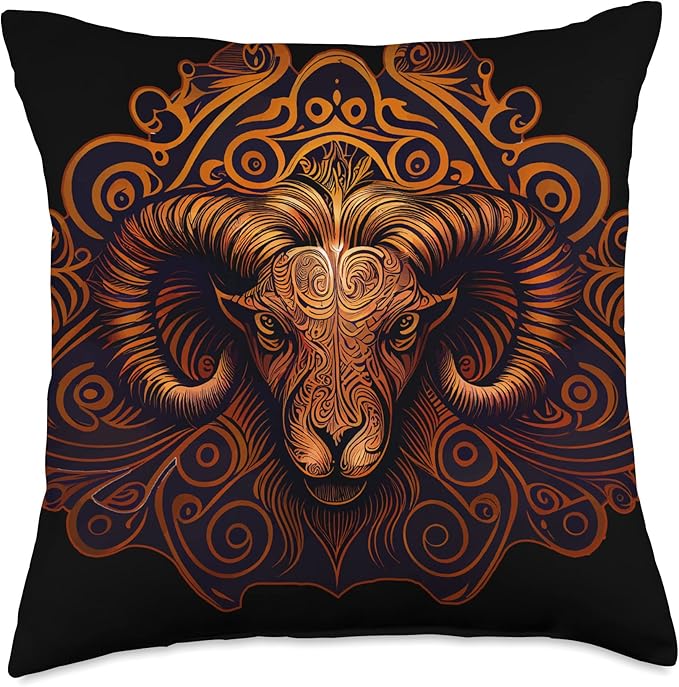 Zodiac Sign Aries Ram Astrology Symbol Throw Pillow - Aries Pillow for men