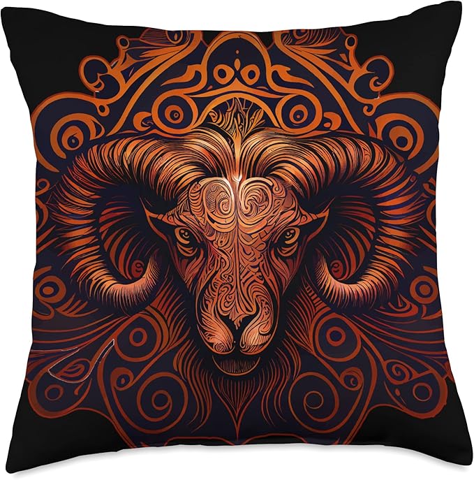 Ram Astrological Sign Aries Western Zodiac Symbol Throw Pillow - Aries Pillow for men