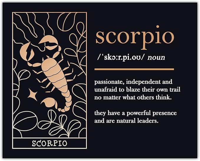 Buzz Unplugged Scorpio Zodiac Astrology Poster: Unique Astronomy Boho Wall Art Poster for Home, Office, Bedroom & Living Room Decor - Unframed Posters 8x10 - Scorpio Canvas for men