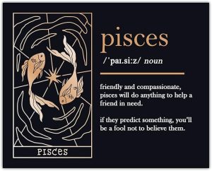 Buzz Unplugged Pisces Zodiac Astrology Poster: Unique Astronomy Boho Wall Art Poster for Home, Office, Bedroom & Living Room Decor - Unframed Posters 8x10 - Pisces Canvas for men