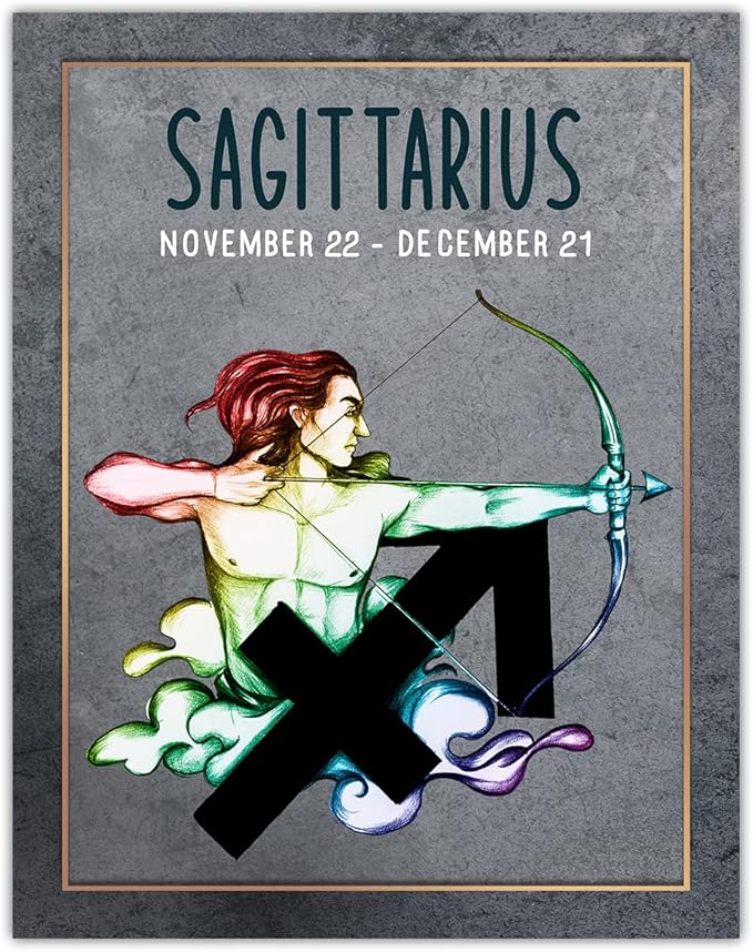 Buzz Unplugged Sagittarius Zodiac Astrology Poster: Unique Astronomy Boho Wall Art Poster for Home, Office, Bedroom & Living Room Decor - Unframed Posters 11x14 - Sagittarius Home Decor for men