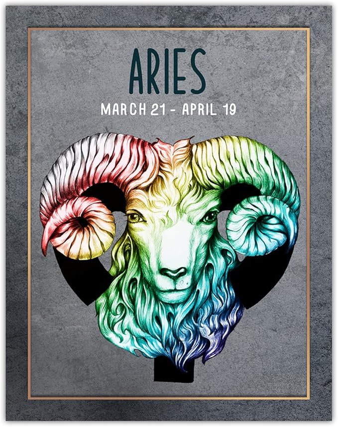 Buzz Unplugged Aries Zodiac Astrology Poster: Unique Astronomy Boho Wall Art Poster for Home, Office, Bedroom & Living Room Decor - Unframed Posters 11x14 - Aries Poster for men