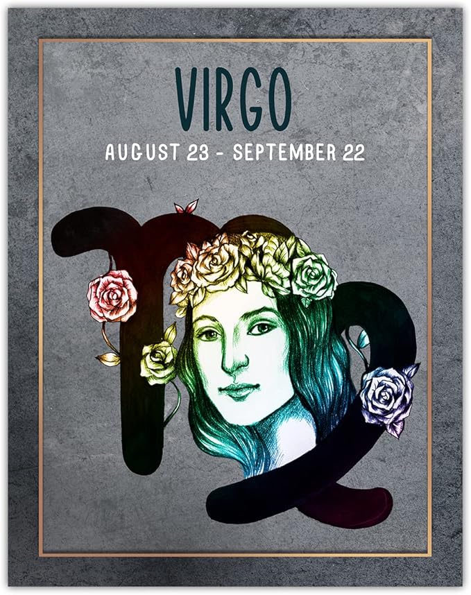 Buzz Unplugged Virgo Zodiac Astrology Poster: Unique Astronomy Boho Wall Art Poster for Home, Office, Bedroom & Living Room Decor - Unframed Posters 11x14 - Virgo Poster for men