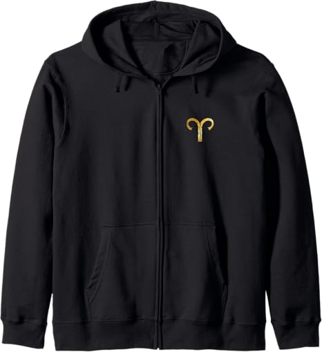 Zodiac Sign Aries (Vintage Yellow) Aries Zip Hoodie - Aries Hoodie for men