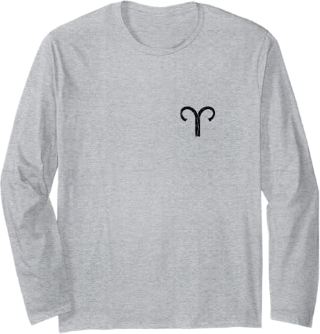 Zodiac Sign Aries (Vintage Black) Aries Long Sleeve T-Shirt - Aries T-Shirt for men
