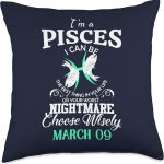 Pisces Zodiac Sign March 09 Astrology Birthday Horoscope Throw Pillow - Pisces Pillow for men
