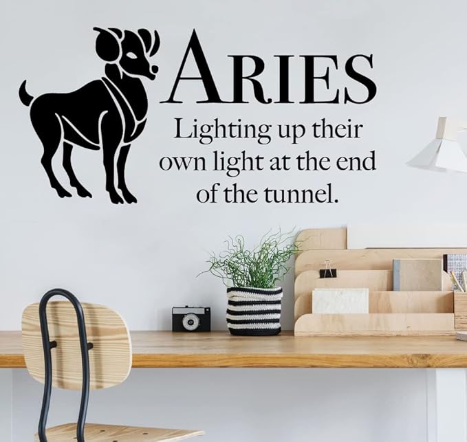 Aries Zodiac Sign Horoscope Aries Fire Sign Lighting Up Their Own Light at The End Of The Tunnel Bedroom Wall Decal Quotes Sticker Adults Girls Boys Room Bedroom Wall Decoration Size (6x10 inch) - Aries Sticker for men