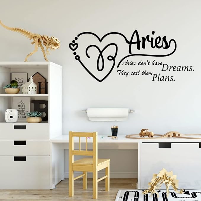 Aries Zodiac Sign Horoscope Aries Fire Sign Aries Dont Have Dreams They Call Them Plans Aries Sign Bedroom Wall Decal Quotes Sticker Adults Girls Boys Room Bedroom Wall Decoration Size (14x20 inch) - Aries Sticker for men