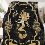 Pisces Zodiac Blanket 60"X50" - Moon Constellation Throw for Women, Astrology Decor, Witchy Birthday Gift, Gothic Soft Blanket - Pisces for men