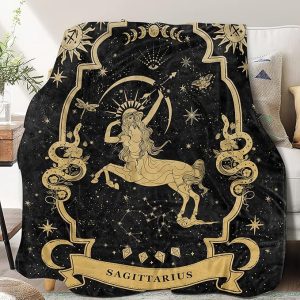 Sagittarius Zodiac Blanket 60"X50" - Moon Constellation Throw for Women, Astrology Decor, Witchy Birthday Gift, Gothic Soft Blanket - Sagittarius Home Decor for men