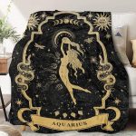 Aquarius Gifts, Aquarius Zodiac Blanket 60"X50", Aquarius Zodiac Gifts for Women Moon Constellation Throw Blanket Astrology Decor Witchy Aquarius Birthday Gifts Gothic Soft Blanket - Aquarius Pillow for men