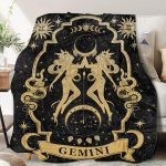 Gemini Zodiac Moon Constellation Throw Blanket, 60"X50", Soft Blanket for Women, Astrology Decor, Witchy Birthday Gifts, Gothic Style - Gemini Blanket for men