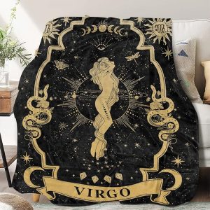 Virgo Gifts, Virgo Zodiac Blanket 60"X50", Virgo Zodiac Gifts for Women Moon Constellation Throw Blanket Astrology Decor Witchy Virgo Birthday Gifts Gothic Soft Blanket - Virgo Blanket for men