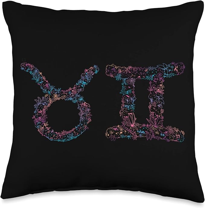 Astrology Horoscope Zodiac Signs Taurus and Gemini Couple Throw Pillow - Taurus Pillow for men