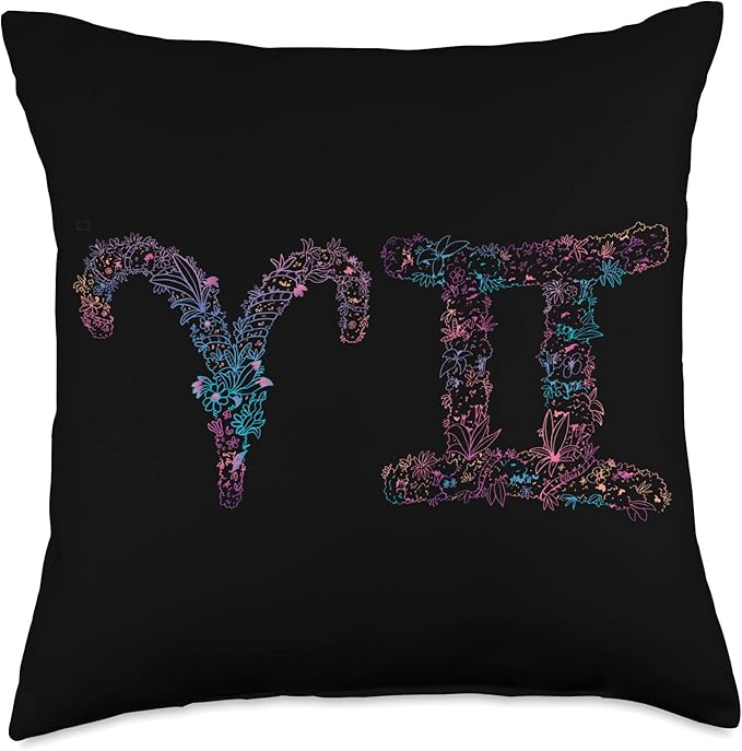 Astrology Horoscope Zodiac Signs Aries and Gemini Couple Throw Pillow - Aries Pillow for men