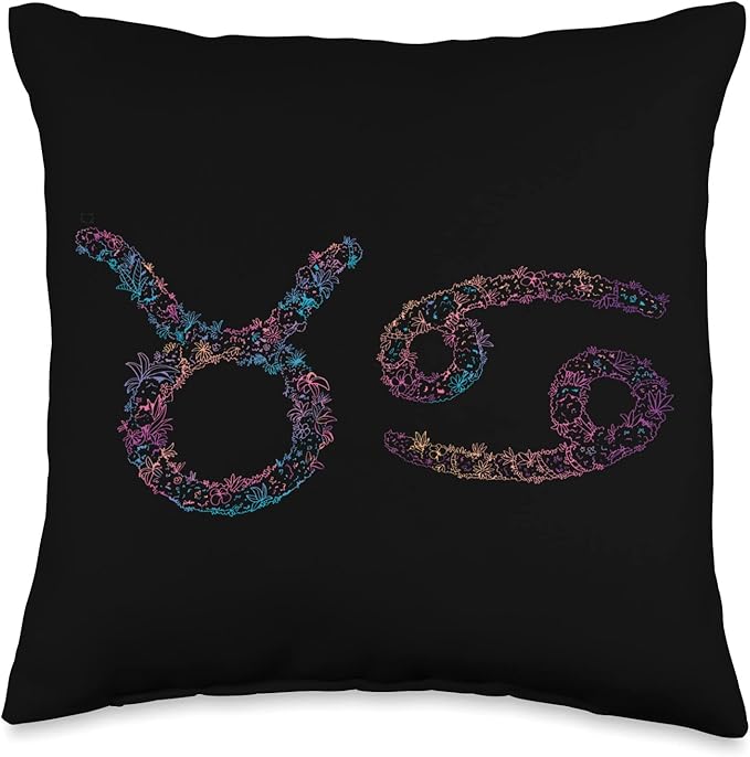 Astrology Horoscope Zodiac Signs Taurus and Cancer Couple Throw Pillow - Taurus Pillow for men