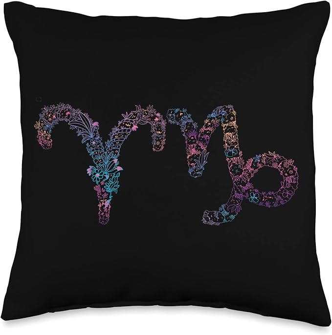 Astrology Horoscope Zodiac Signs Aries and Capricorn Couple Throw Pillow - Aries Pillow for men