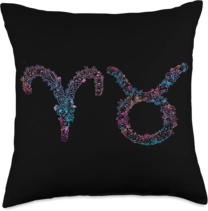 Astrology Horoscope Zodiac Signs Aries and Taurus Couple Throw Pillow - Aries Pillow for men