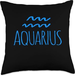 AQUARIUS ASTROLOGY ZODIAC SIGN DECORATIONS WOMEN MEN KIDS Throw Pillow - Aquarius Pillow for men