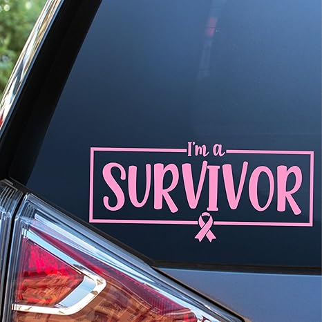 Sunset Graphics & Decals I'm A Survivor Cancer Awareness Decal Vinyl Car Sticker | Cars Trucks Vans Walls Laptop | Light Pink | 6.5 inches | SGD000289 - Cancer Car Accessories for men