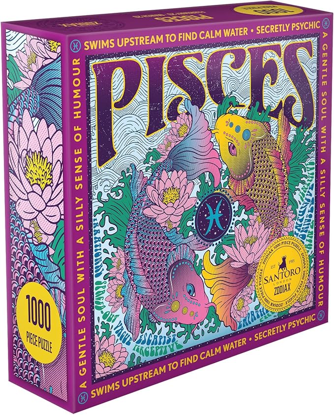Santoro Zodiax - 1000 Piece Jigsaw Puzzle - Pisces - Fun Birthday Gift For Kids, Adults | Astrology Gifts for Women and Men | Zodiac Horoscope Puzzle - Pisces for men